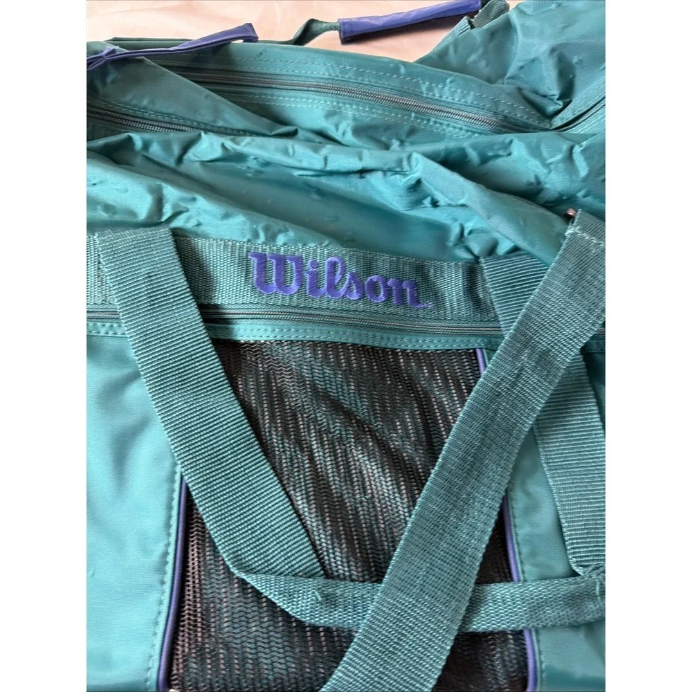 Vintage Wilson Sporting Goods Duffle Bag Teal Blue Purple Retro Gym Bag Carry On